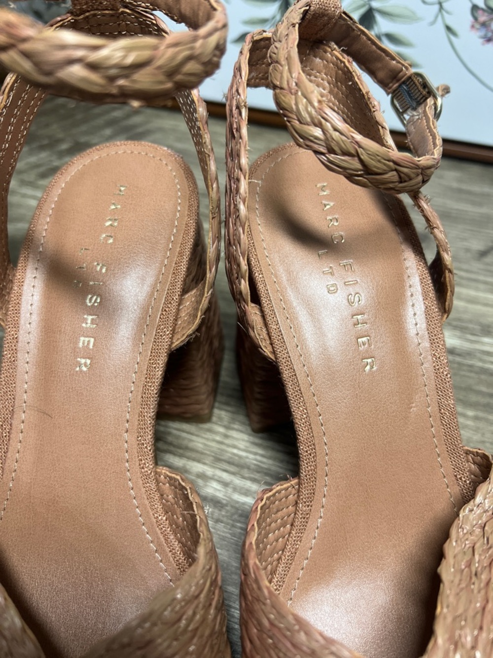 Marc Fisher Braided Platform Sandals in Tan - Picture 2 of 8